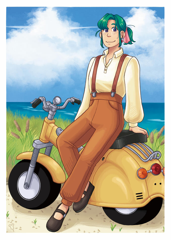 Digital painting of Alpha from the manga series, Yokohama Kaidashi Kikuo.