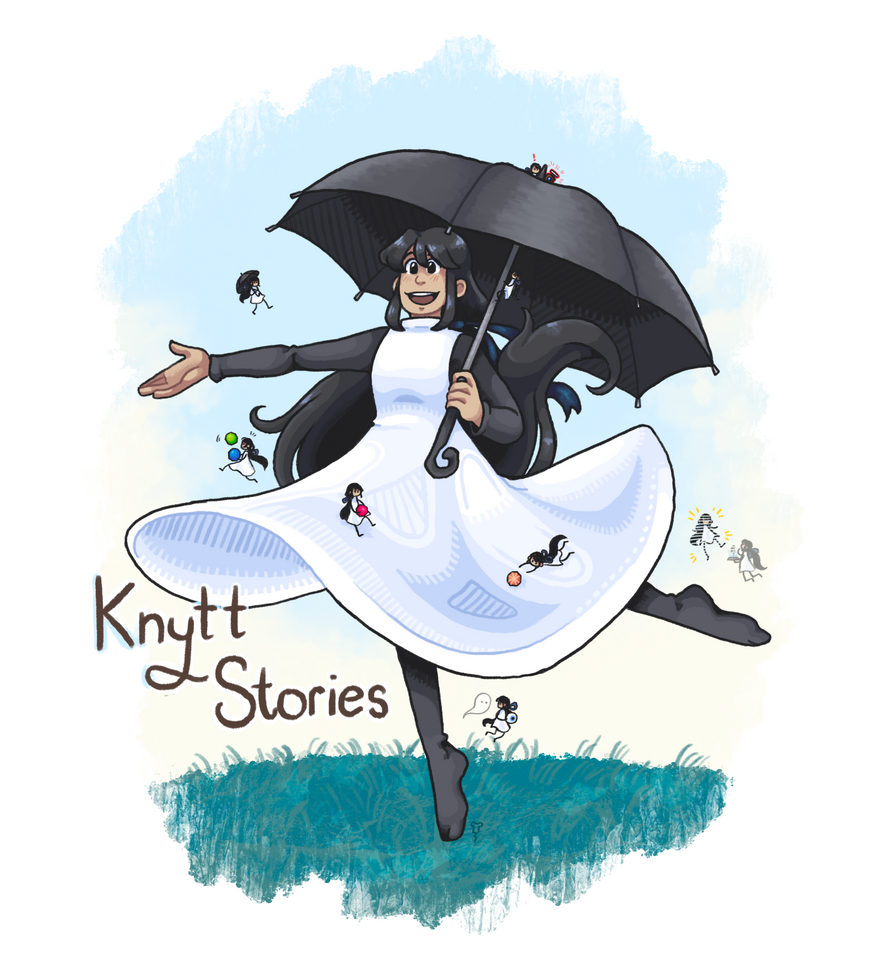 Digital painting of Juni, the player character from the video game Knytt Stories.