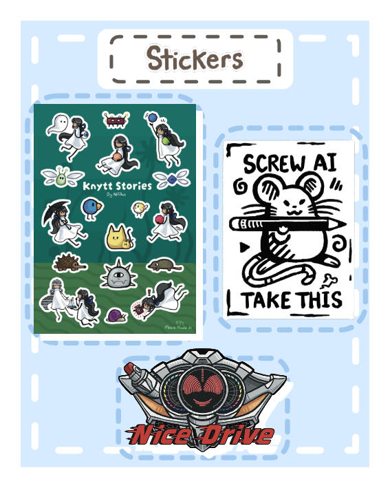 Die Cut Stickers and Sheets Die cut stickers and sticker sheets for sale.